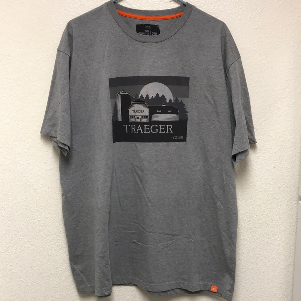 Traeger Men’s 2XL Barn Graphic Heather Gray Short Sleeve T-Shirt